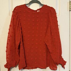 NWT Vine & Love Swiss Dot Long Sleeve Shirt | Red